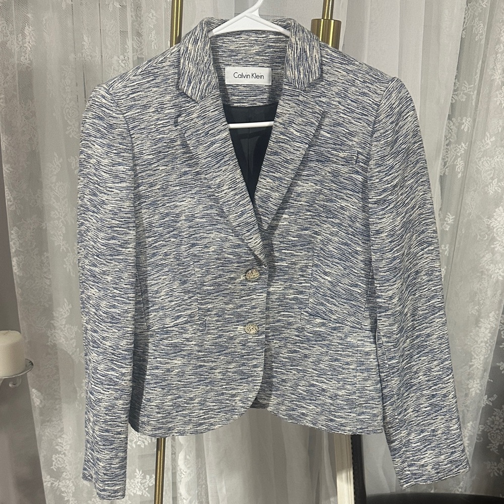 Calvin Klein Women's Blue and White Blazer